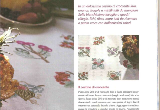 Tovaglia punto croce con quadrati di frutta fichi ciliegie ribes (1)