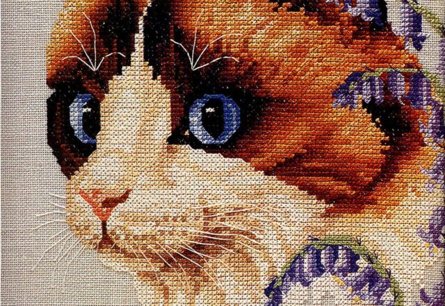 Un gatto realistico schema punto croce gratis (1)