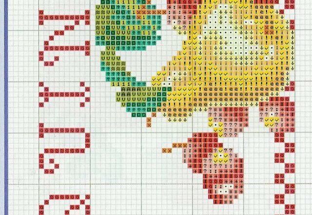Una pera e delle ciliegie schema punto croce gratis frutta