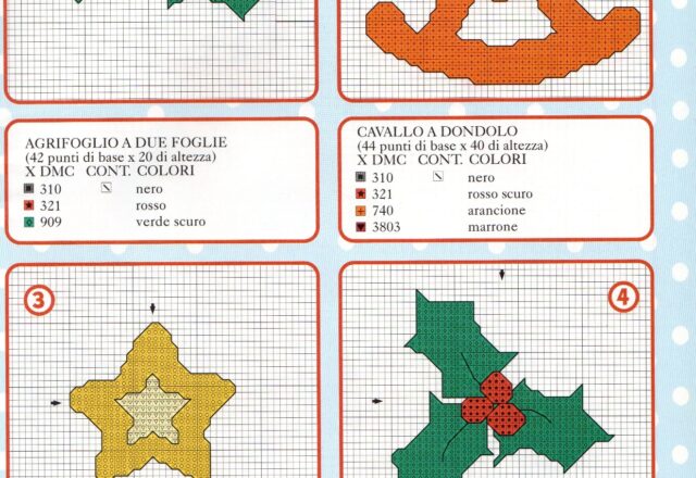 agrifoglio cavallo a dondolo e stella di natale schemi