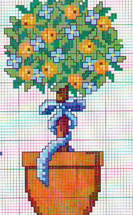 albero di fiori arancio e blu