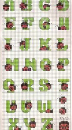 alfabeto punto croce con coccinella