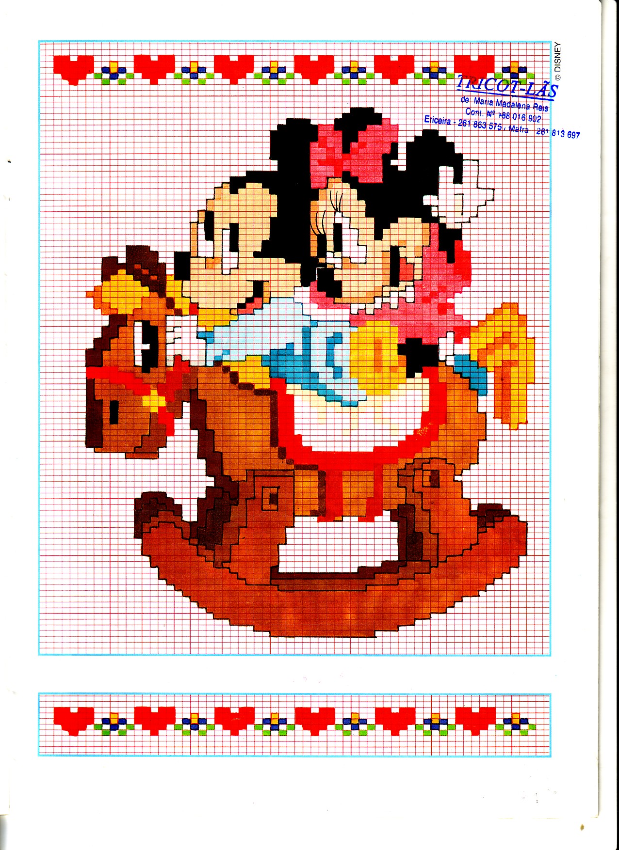 baby minnie e topolino sul cavallo di legno