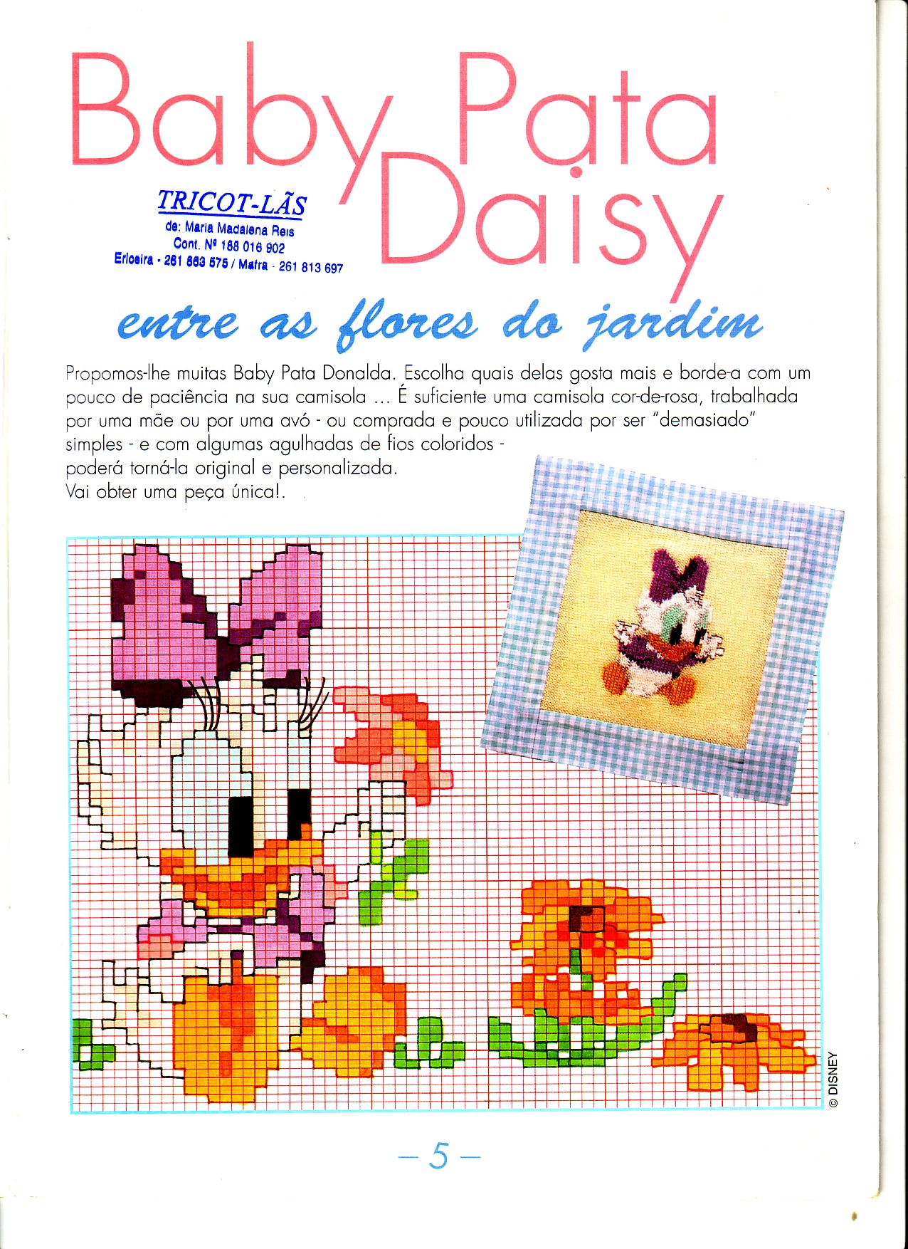 baby paperina schema punto croce nel giardino