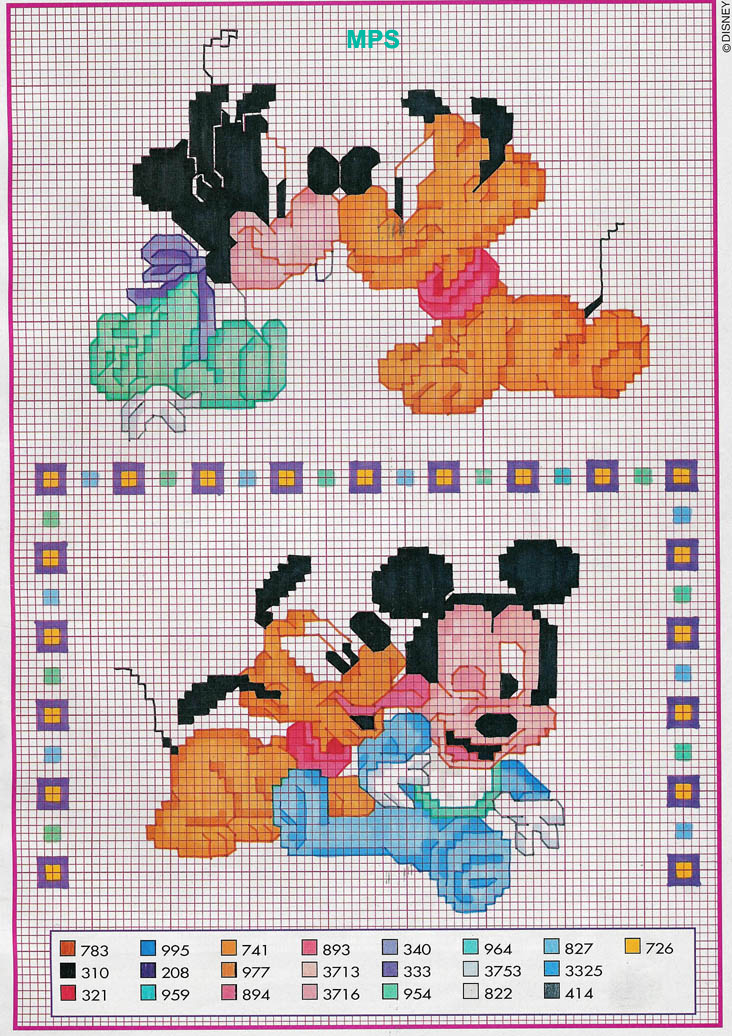 baby pippo pluto topolino schema 320