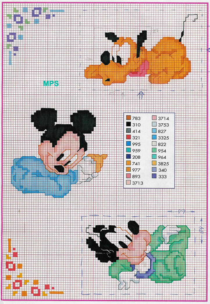 baby pippo topolino pluto punto croce 475