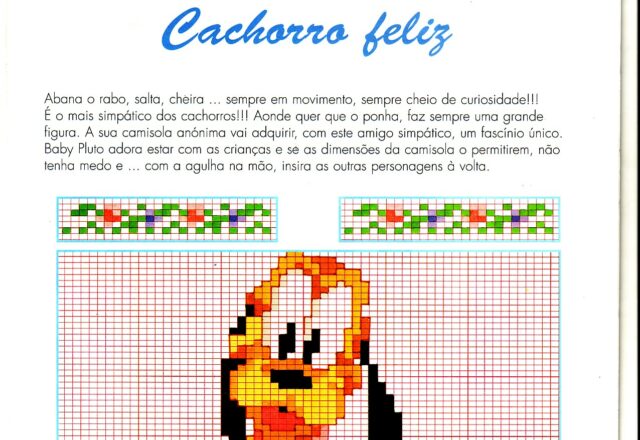 baby pluto punto croce tra i fiorellini
