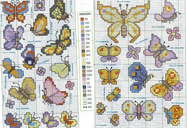 bellissime farfalle colorate piccole punto croce