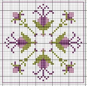 biscornu fiori viola