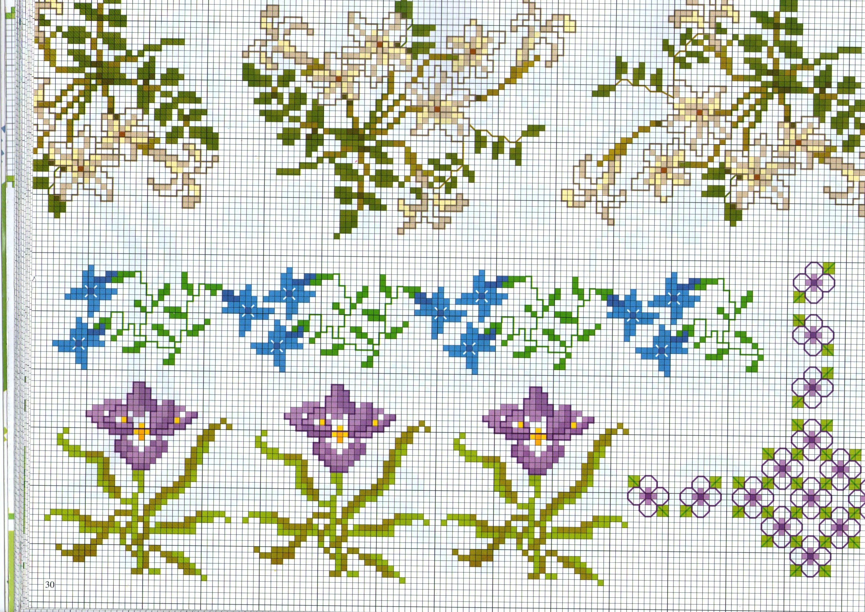 bordi punto a croce con fiori di vario tipo