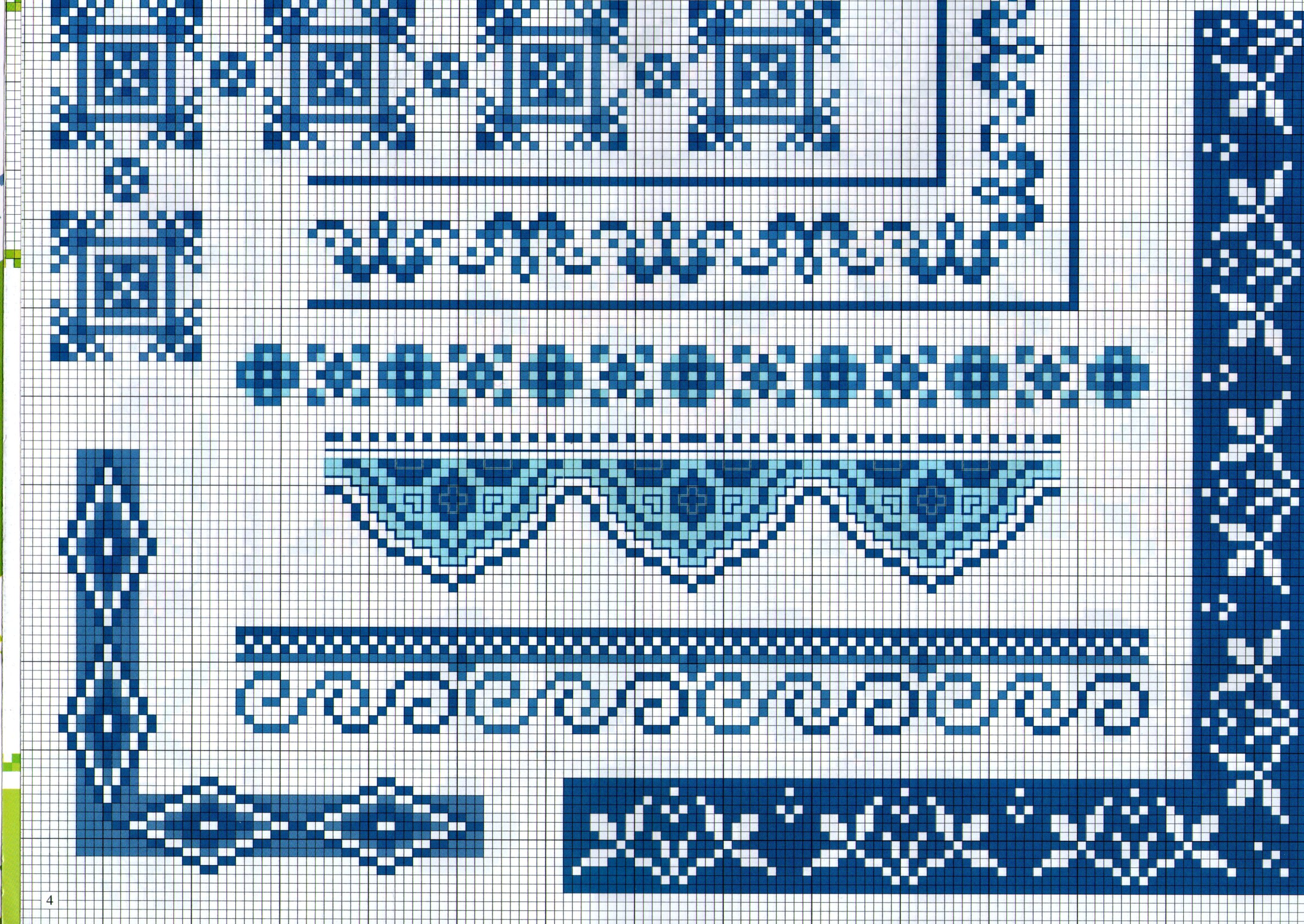 bordo punto croce a tema color blu