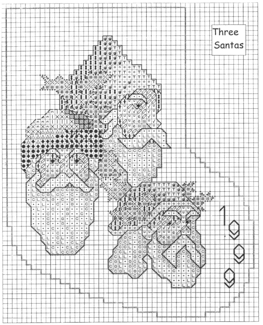 calza natale con tre volti di babbo natale