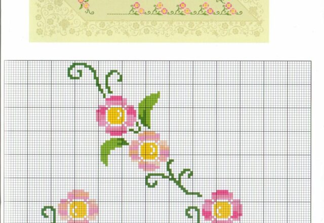 centrotavola punto croce fiori rosa semplici (2)