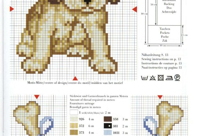 cucciolo di cane color marrone e due ossa schemi punto croce piccoli