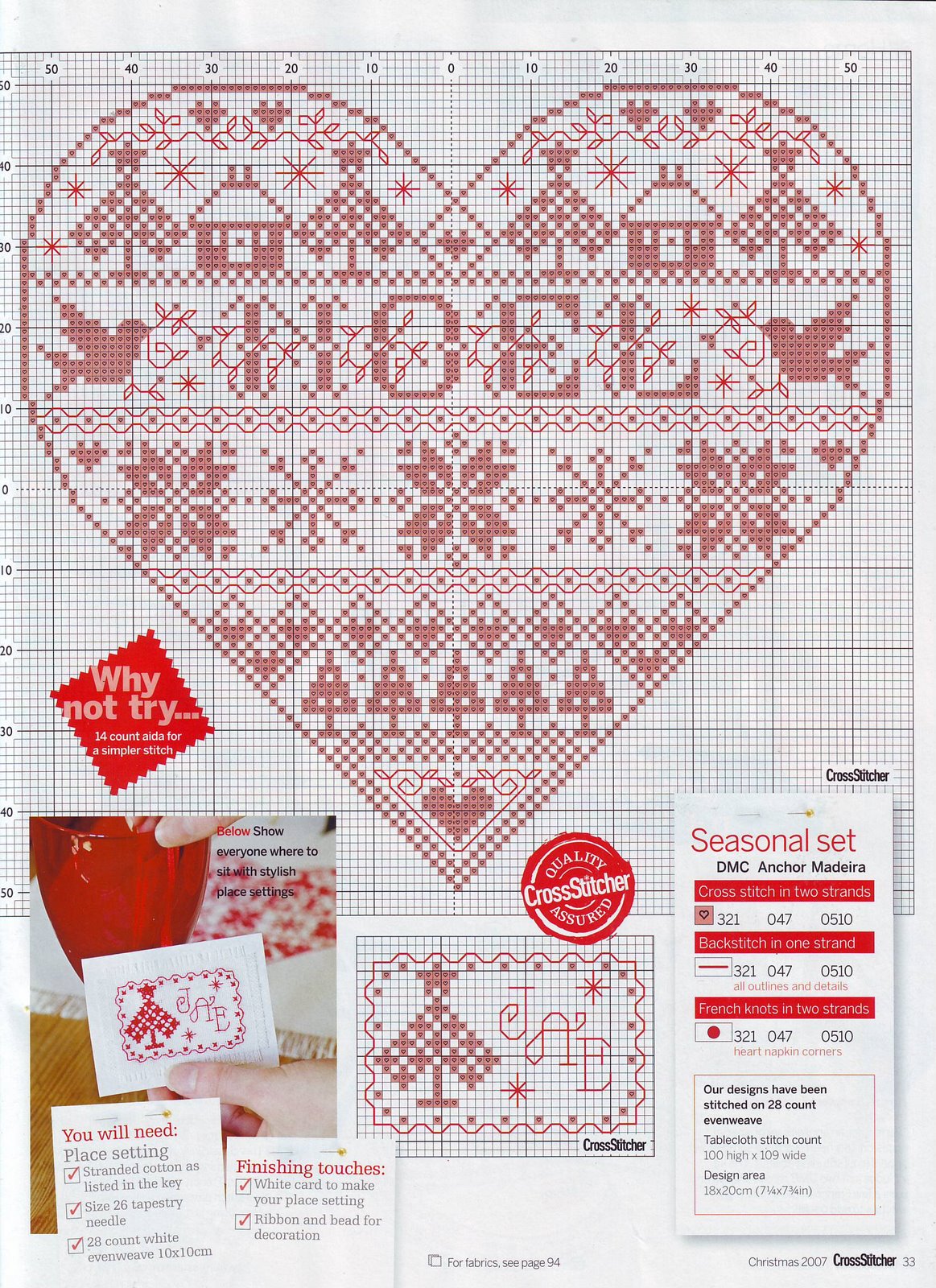 cuore ricamato di Natale