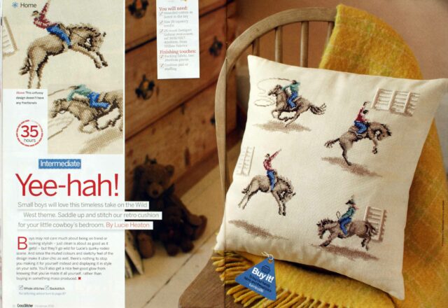 cuscino punto croce cowboy a cavallo (1)