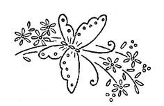 disegni da ricamare farfalla in volo con fiori