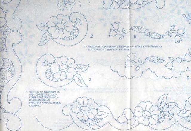 disegni da ricamare fiori misti bordi