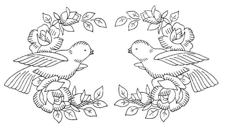 disegno da ricamare colombe cuscino portafedi