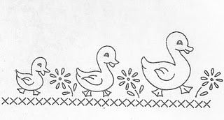 disegno da ricamare famiglia di pulcini