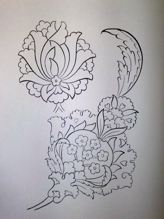 disegno da ricamare fiori stilizzati