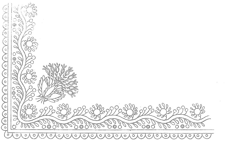 disegno da ricamare foglioline angolare
