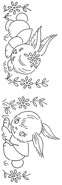 disegno da ricamare lenzuolino coniglietti