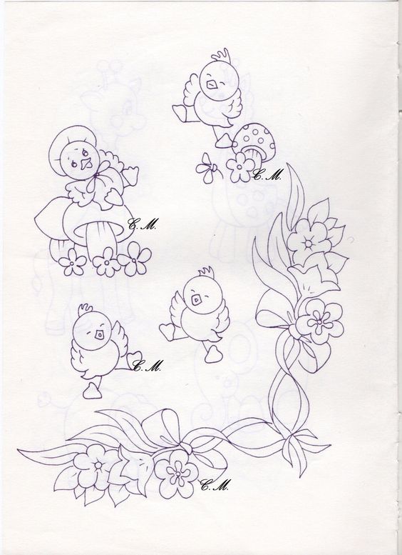 disegno da ricamare pulcini