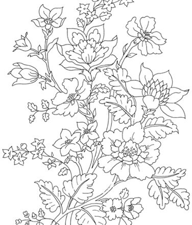 disegno da ricamare ramo fiori e fiorellini