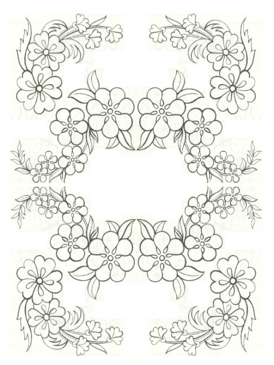 disegno da ricamare striscia fiorita
