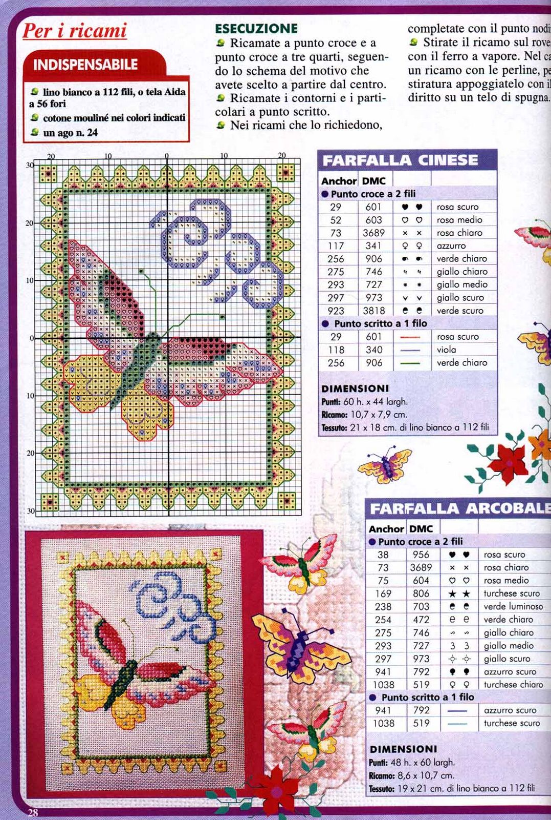 farfalla cinese schema punto croce