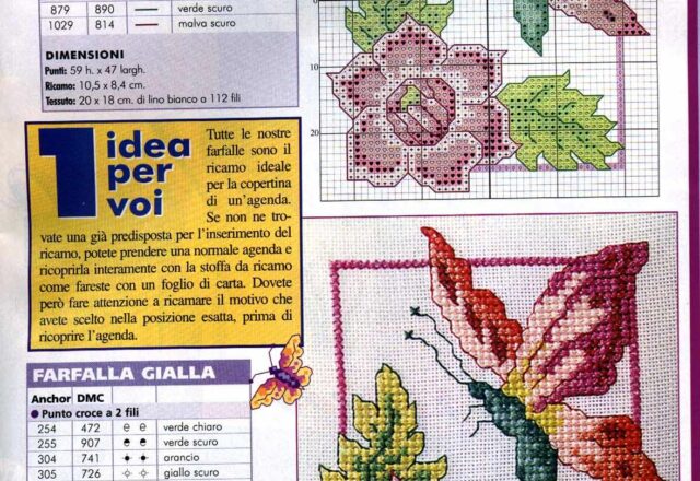 farfalla punto croce con peonia