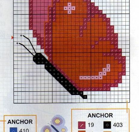 farfalla rossa semplice schema punto croce