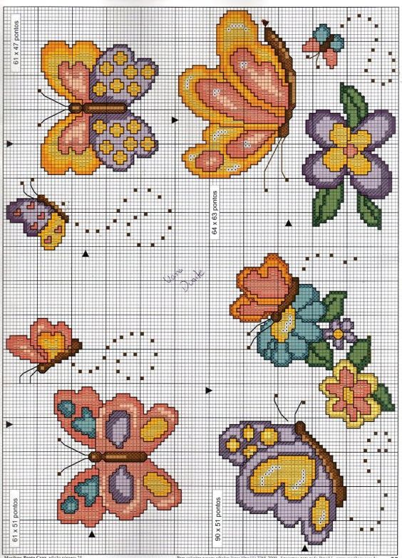 farfalle schema punto croce bavaglino