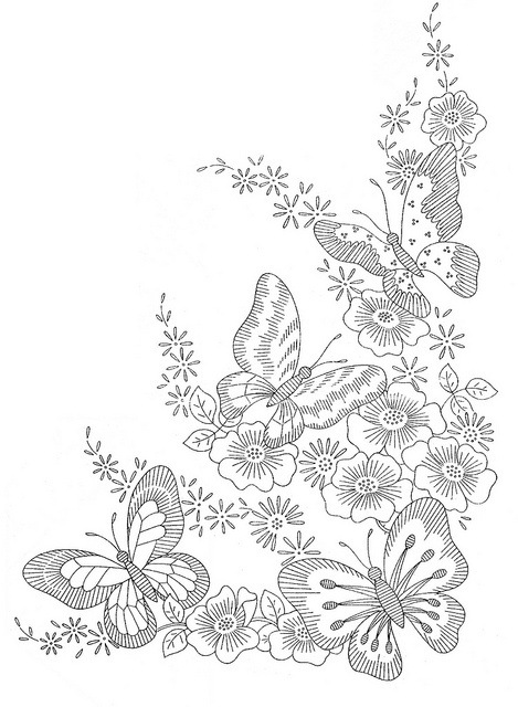 fidegno da ricamare angolo farfalle e fiori