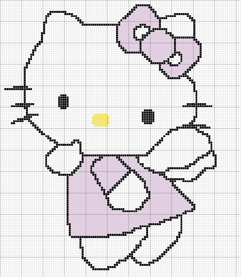 hello kitty a punto croce con vestitino glicine