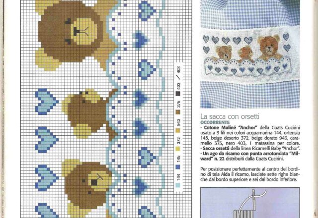 la sacca con orsetti bimbo punto croce