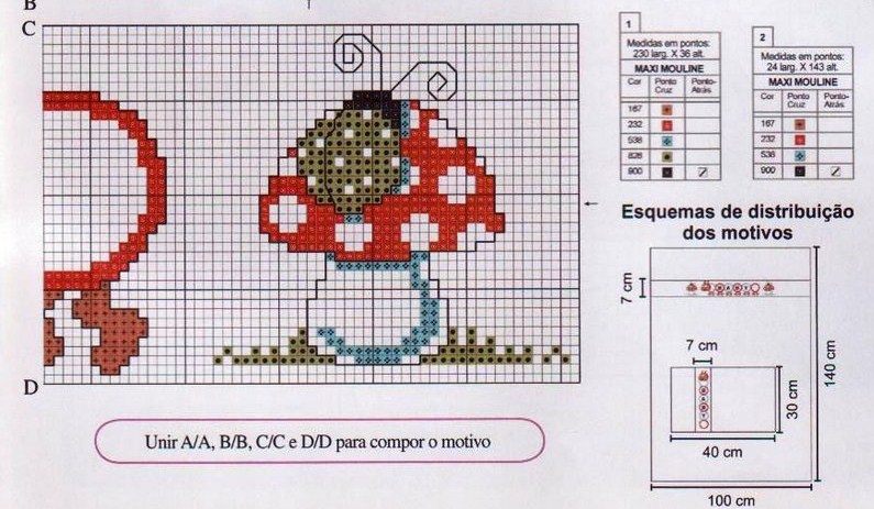 lenzuolino punto croce bruco e funghi (4)