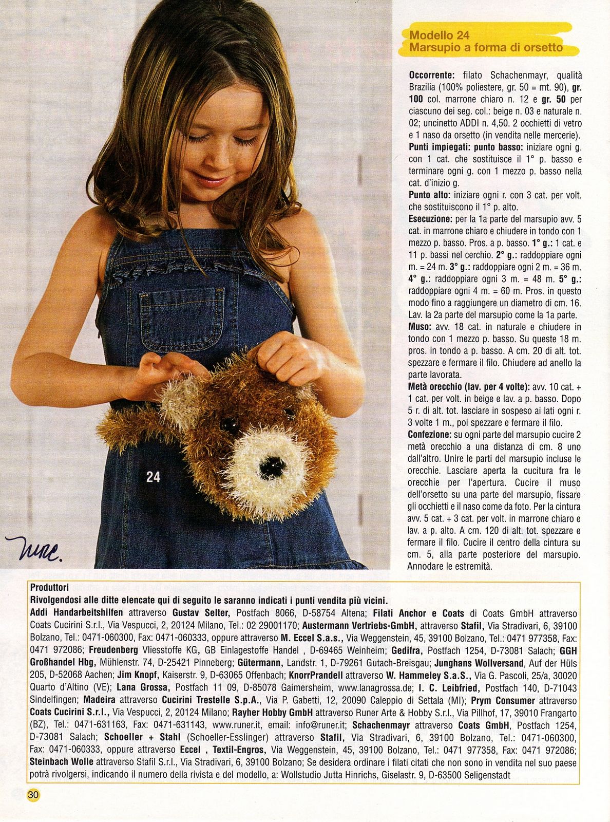 marsupio uncinetto bimba orsetto