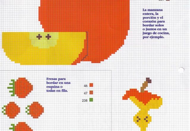 mela e torsolo di mela rossa schema punto croce