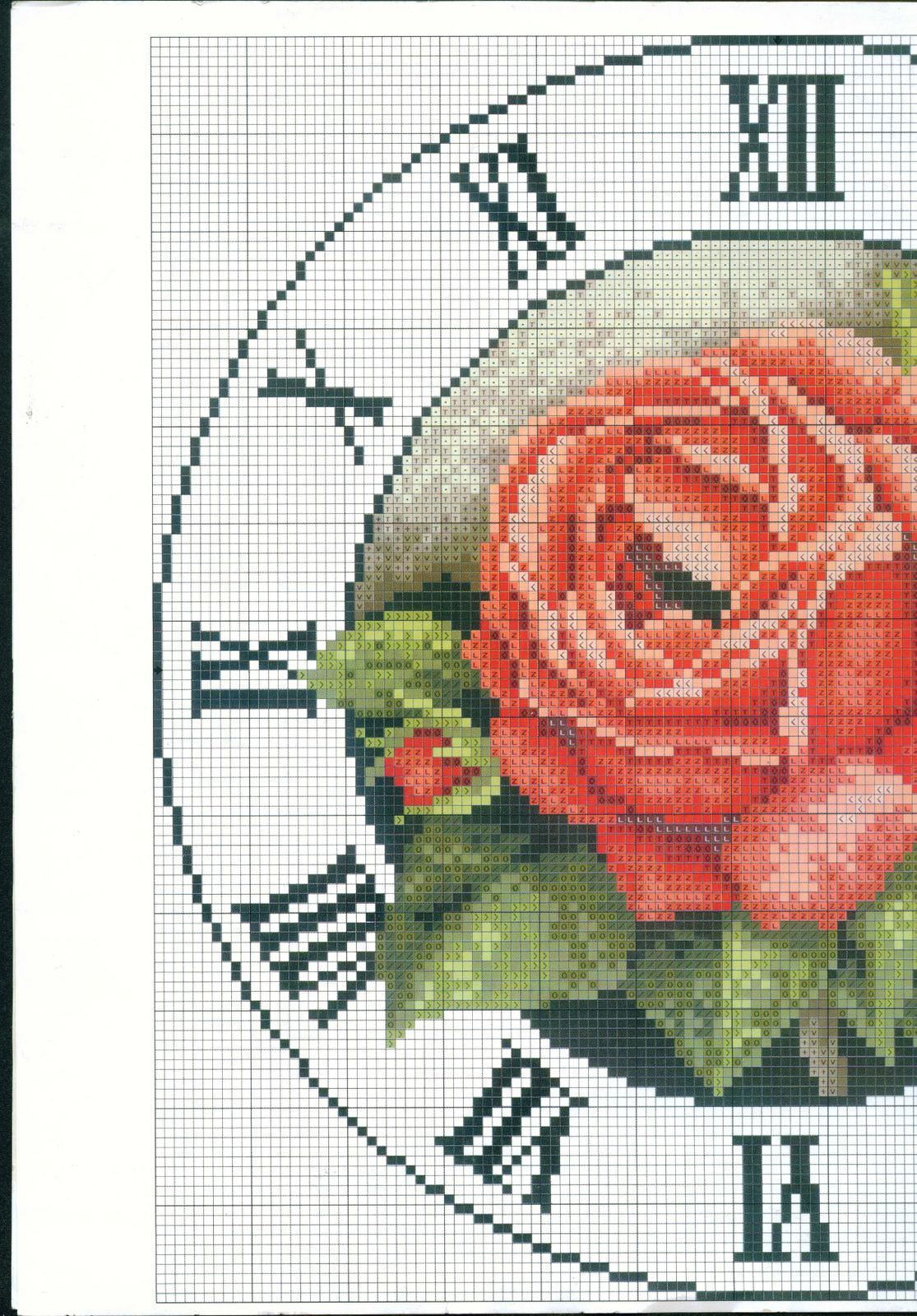 orologio rotodo rose rosse punto croce (1)