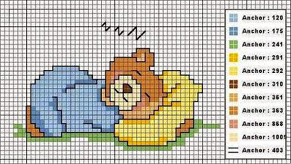 orsetto che dorme schema punto croce