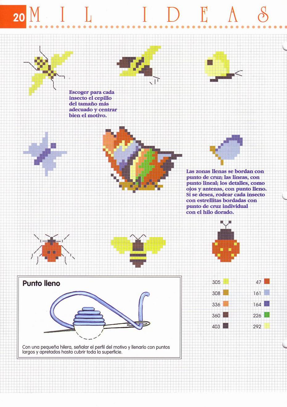 piccole farfalle api e coccinelle a punto croce