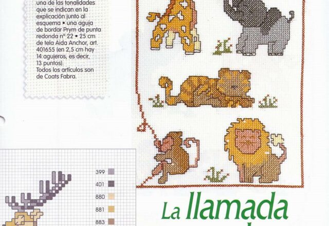 piccoli animali punto croce giraffa elefante leone scimmia (1)