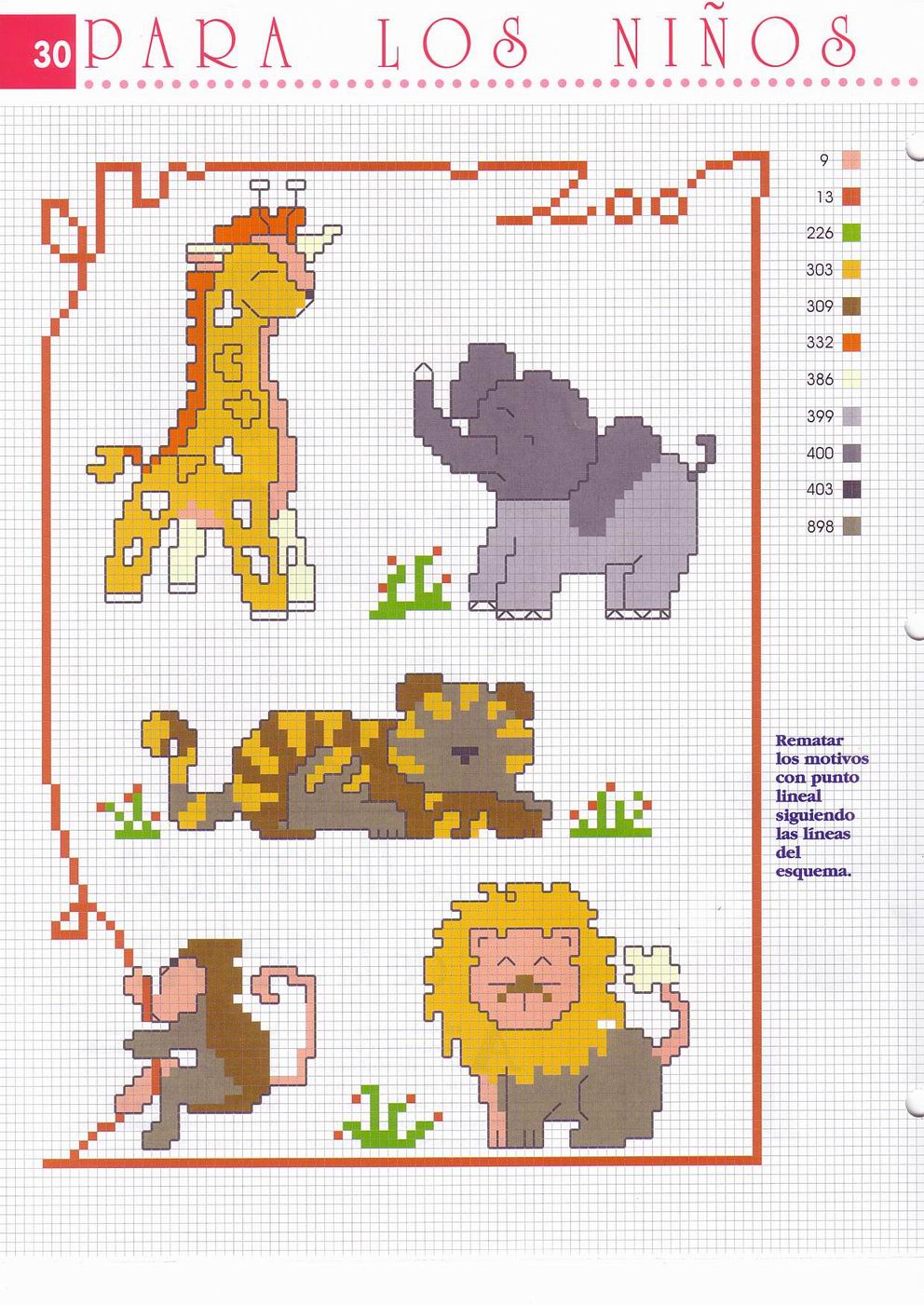 piccoli animali punto croce giraffa elefante leone scimmia (2)