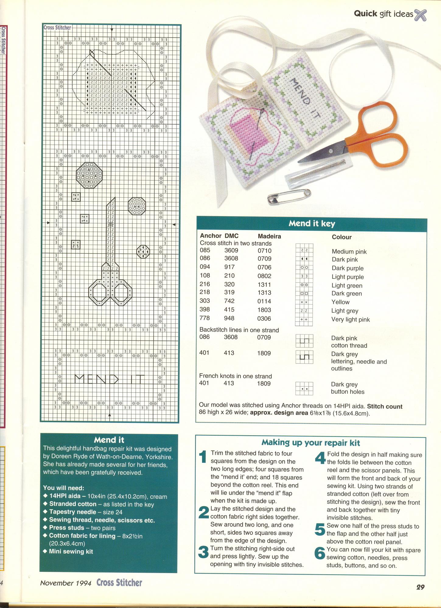 piccolo schema punto croce ago filo e forbici