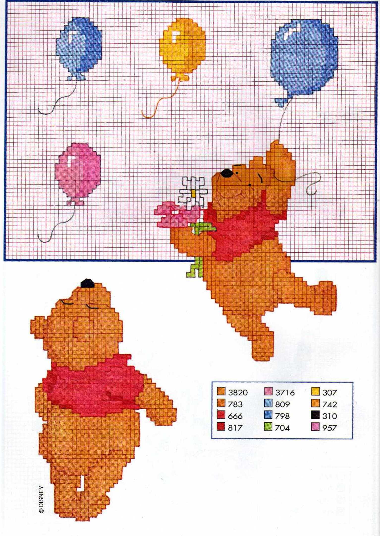 pooh fiori e palloncino