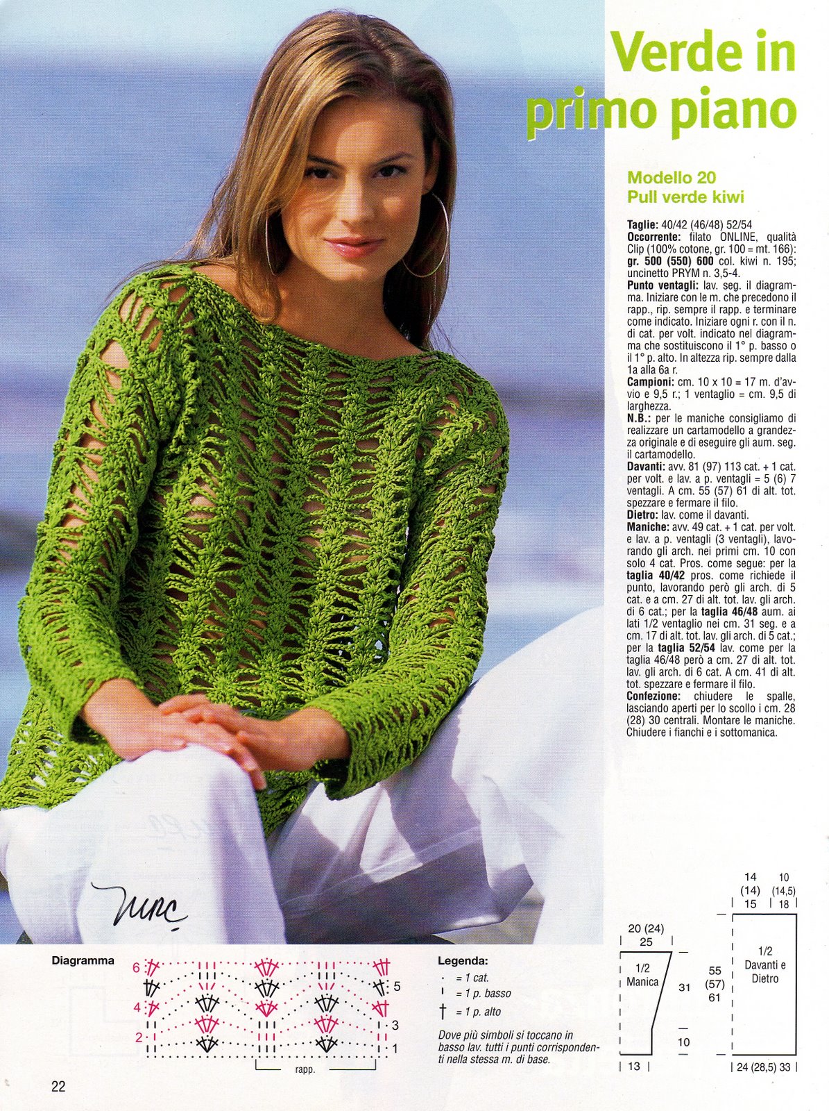 pull uncinetto verde kiwi