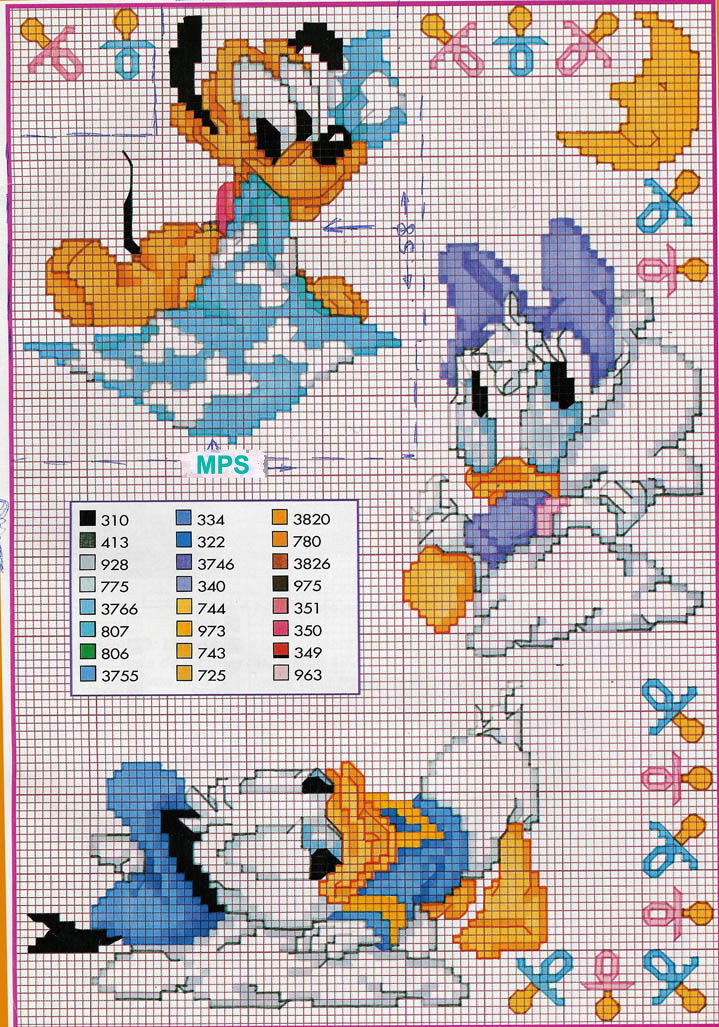 punto croce disney baby paperino pluto paperina 4637