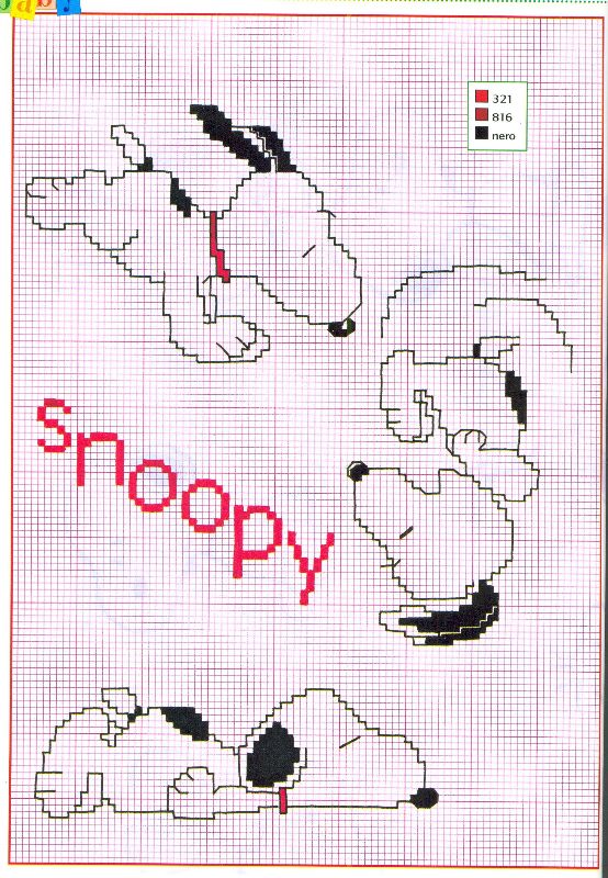 punto croce snoopy rotola peanuts